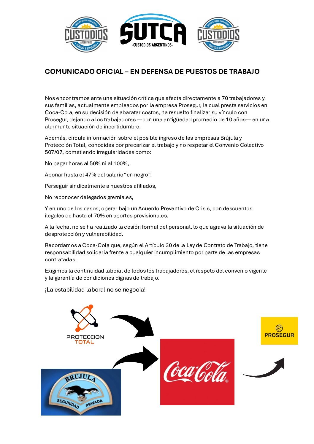 En Defensa de nuestros compañeros de Prosegur.