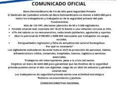 Bono extraordinario de fin de año para seguridad privada.