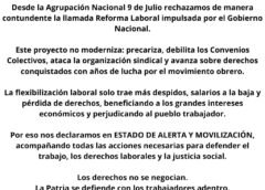 Comunicado de la Agrupacion 9 de Julio